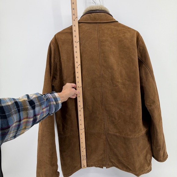 Peter Millar Mens Lamb Leather Sherpa Lined Bomber Jacket Brown Size M Like NEW - Picture 4 of 13